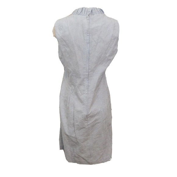 Jessica Howard NEW Dress White Blue Pinstripe Sleeveless Ruffle Neck Size 12 - Picture 2 of 7
